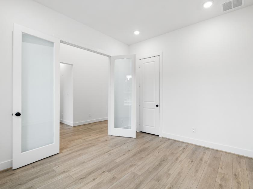 Private home office with double-door entry