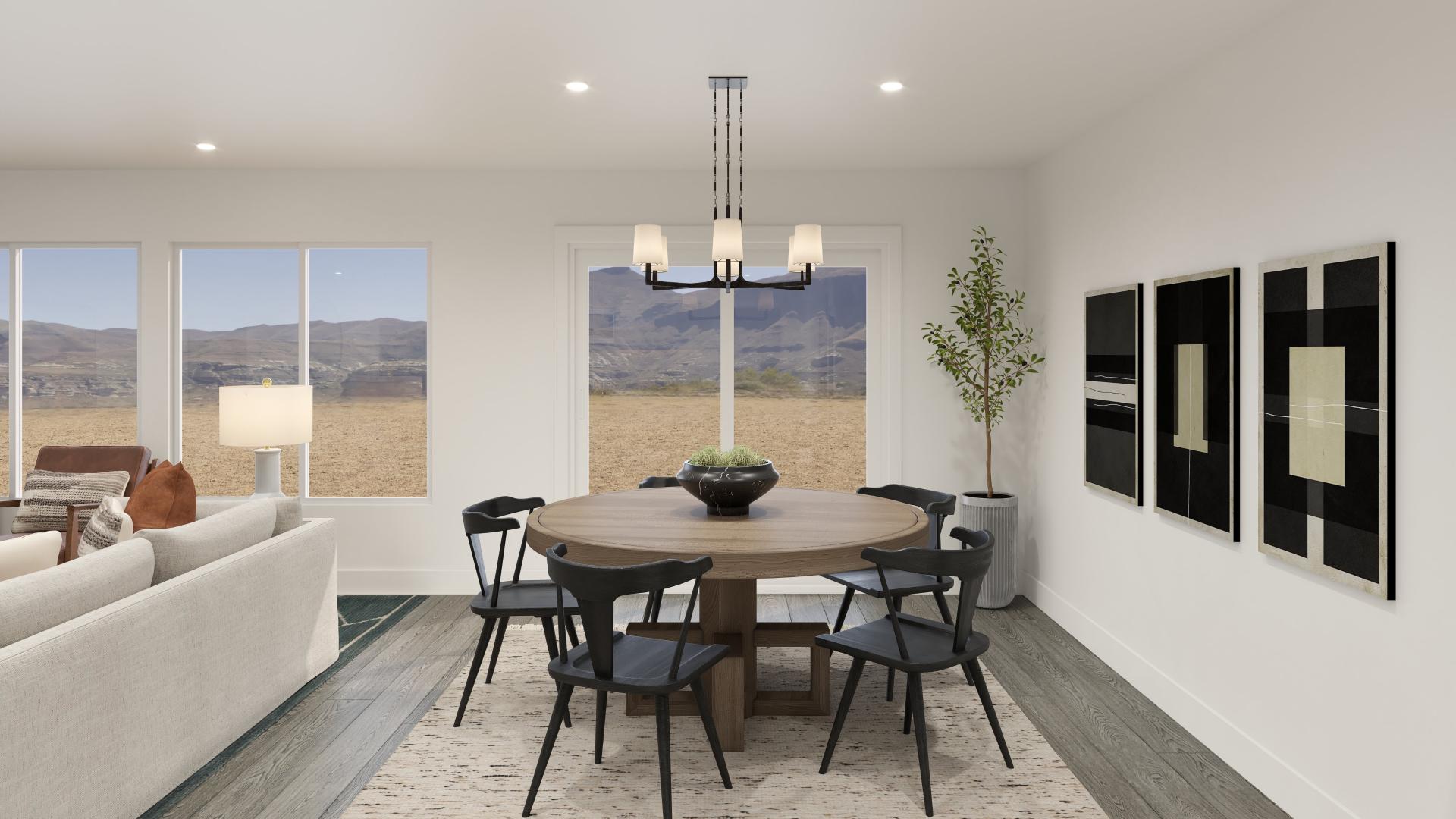 A dedicated dining area adjacent to the kitchen and great room