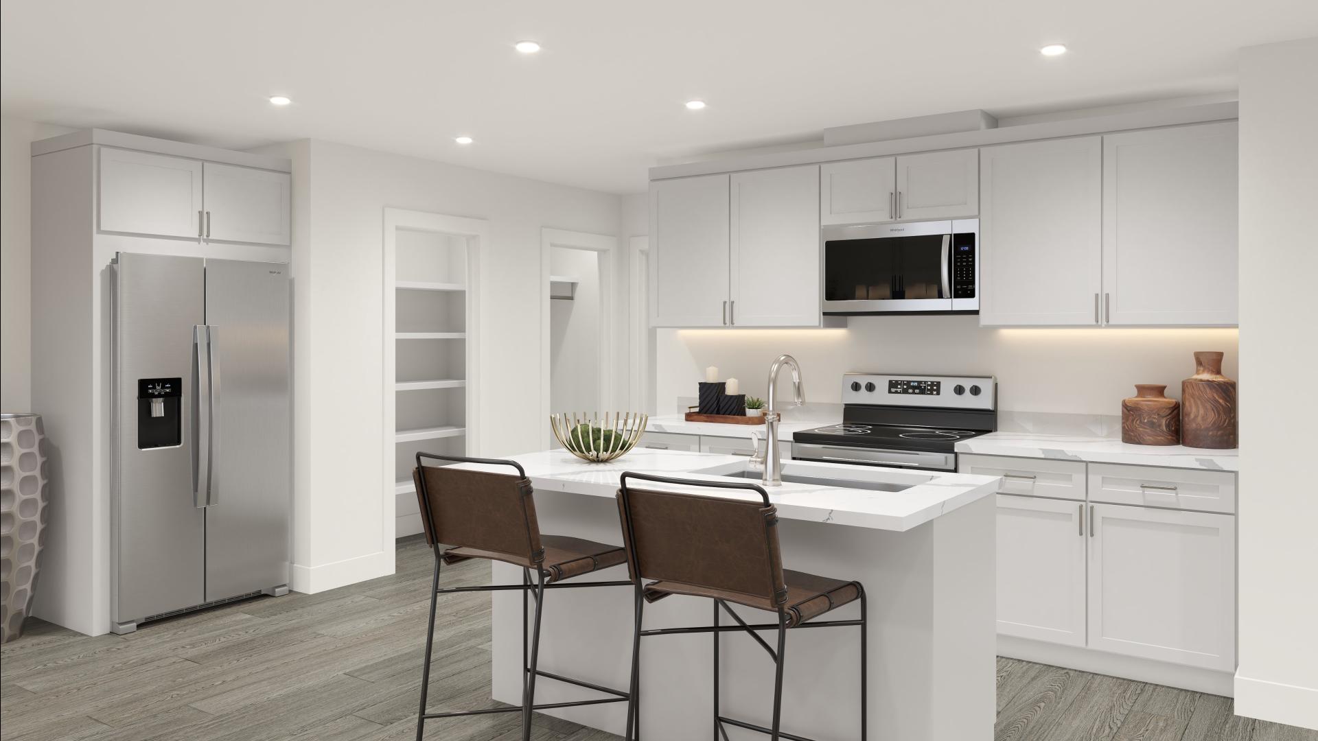 An open kitchen with an island designed for daily activities and entertaining