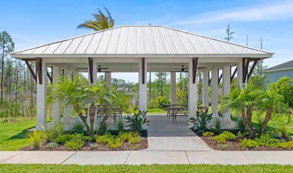 Enjoy the peaceful community setting in the open-air pavilion with water views
