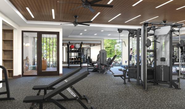Fitness center in the future clubhouse