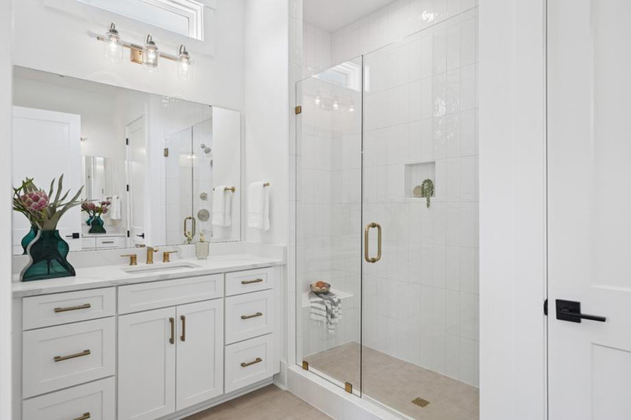 Spa-inspired primary bathroom with walk-in shower