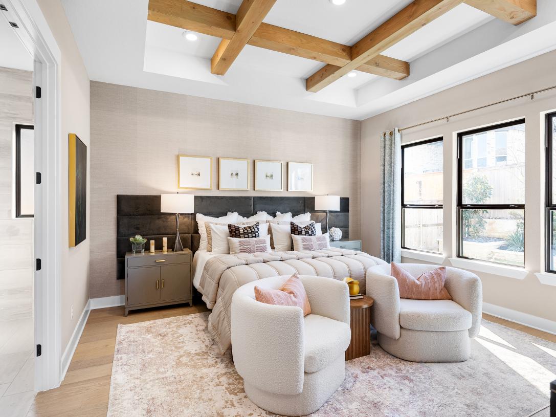 Elegant primary bedroom retreats