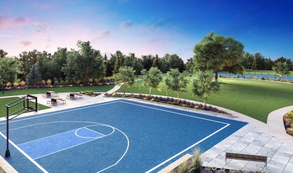 Basketball court and pickleball courts