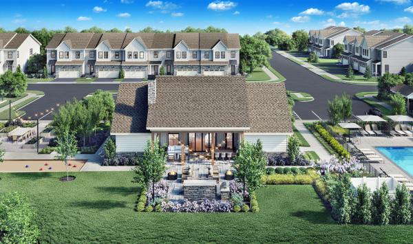Outdoor amenities include a community garden, bocce court, and outdoor pool
