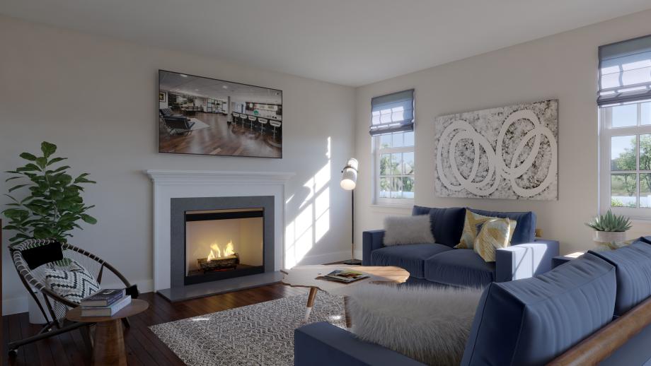 Spacious great room shown with optional cozy fireplace
