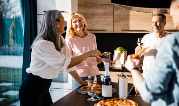 Inviting community gathering spaces for dining and socializing