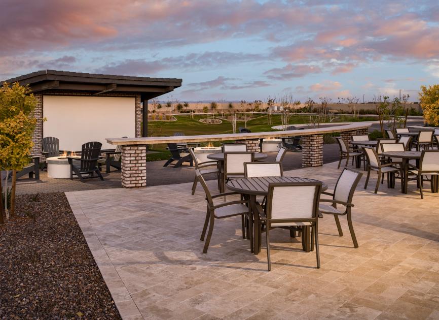Community ampitheater with fire pits and outdoor seating