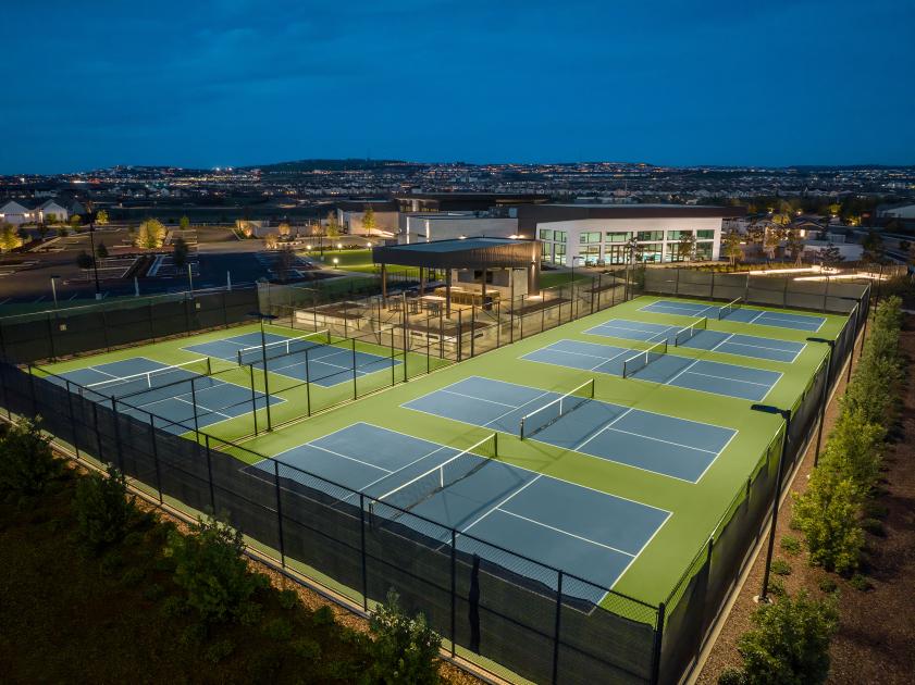 Seven pickleball courts for games and tournaments