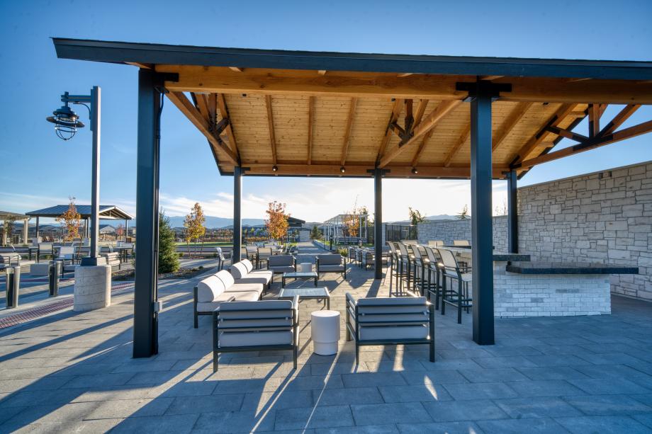 Outdoor lounge with covered bar