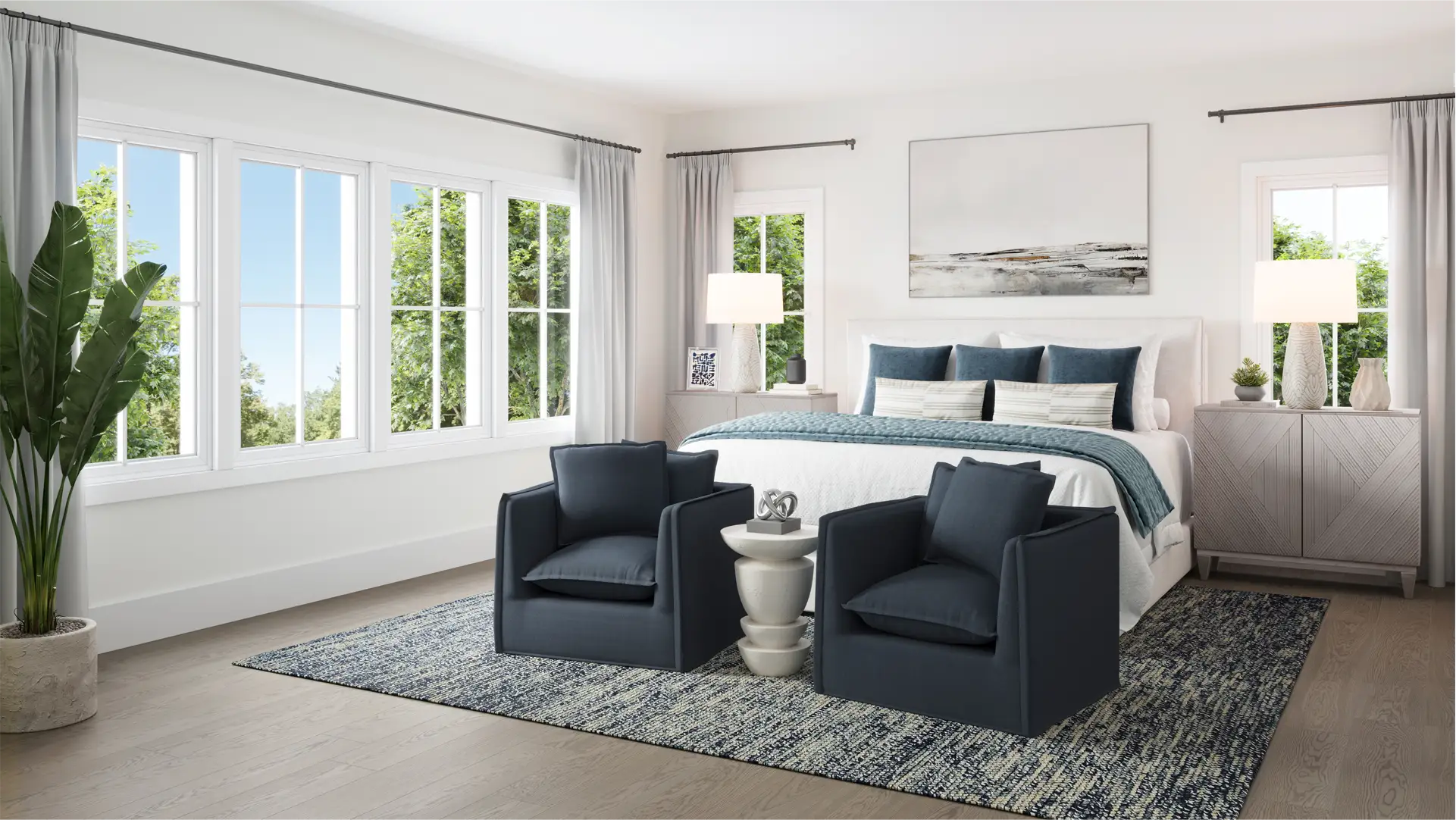 Cool Transitional Bedroom